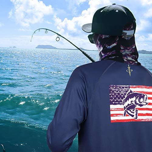 Camisas de pesca de HDE para homens de manga longa UPF 50 Proteção solar Camiseta de desempenho ao ar livre de seco rápido