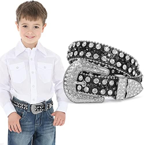 Xzqtive Kid Rhinestone Belt Para meninos e meninas, Centro de crianças com cowgirl de cowboy ocidental com cinto de cristal