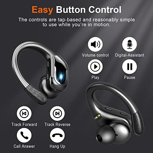 Earbud sem fio ltinista, fones de ouvido Bluetooth 5.3 Bass Pure Bass com Earhooks, bateria de 60h sobre fones de ouvido com