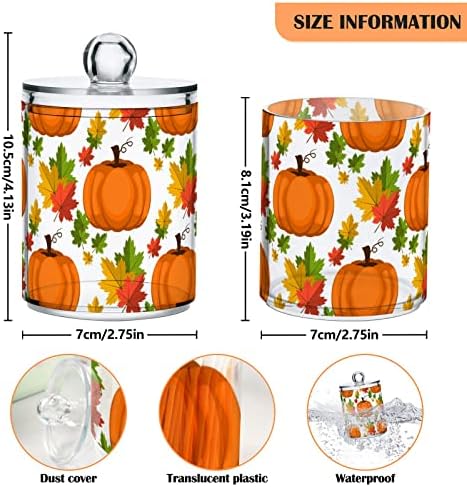 Happy Halloween Pumpkin Leaf Cotton Swab Solder Recipientes de banheiro Jarrs com tampas Conjunto de algodão Round Round Suports para algodão Swab Rounds Makeup esponjas Organizador do banheiro, 4 pacote