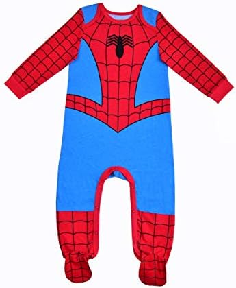 Marvel Spiderman Boys de manga longa e chapéu para recém -nascido e infantil - azul/vermelho