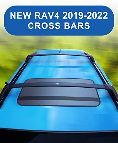 Barras cruzadas de rack de teto de Autekcomma para Toyota RAV4 2019-2023. Mecanismo de trava anti-roubo preto de alumínio fosco de alumínio