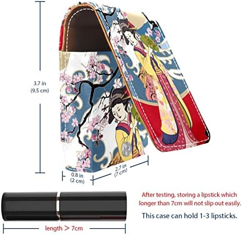 Mulheres japonesas em Kimono Lip Gloss Pouch Portable Travel Bolsa Cosmética Hold 2 ou 3 Lipstick Lip Gloss