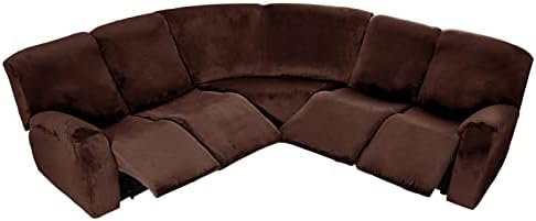 Mingpinhuius 7 peças Velvet Stretch Reclinner canto Sofá Tampa da forma L Capas de sofá seccionais de sofá elástico macio protetor de móveis para capa para sala de estar para sala de estar