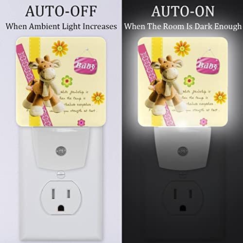 Rodailycay sensor de luz leve girafa leve, 2 compacta luzes noturnas se conectam na parede, luz noturna de LED branco