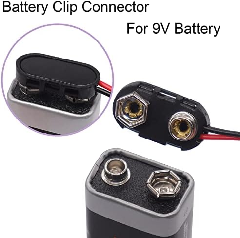Twtade 8pcs I-TYPE Battery Clip Connector 9V com concha de plástico rígido e fios pretos vermelhos H-022