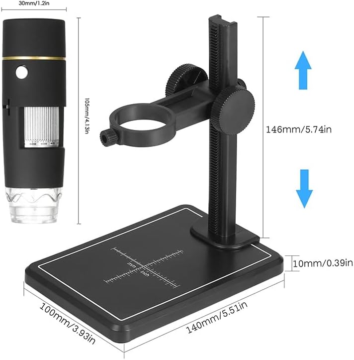 Kit de acessórios para microscópio para adultos 1000X Microscópio digital USB com consumíveis de laboratório de luz de 8