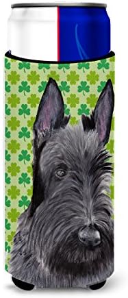 Tesouros de Caroline SC9306MUK Terrier escocês St. Patrick's Day Shamrock Retrato Ultra Hugger para latas finas, lata de manga mais fria Machine lavável Lavagem de manga de manga