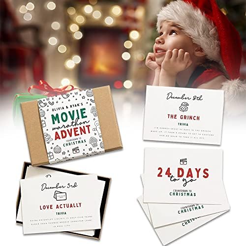 Calendário do advento de Natal 2022, 24pcs de filme de Natal Calendário do advento, calendário de natal Card de calendário de contagem