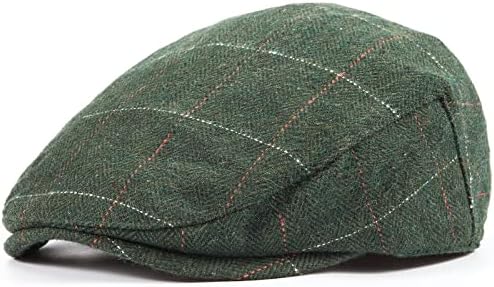 Men Ivy Gatsby Newsboy Cap - Classic Wool Blend Tweed Cap Flat Cap Hat Men