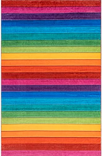 Nuloom Henriette Rainbow Machine Washable Kids Area Rug, 5 'x 7' 6 , Multi