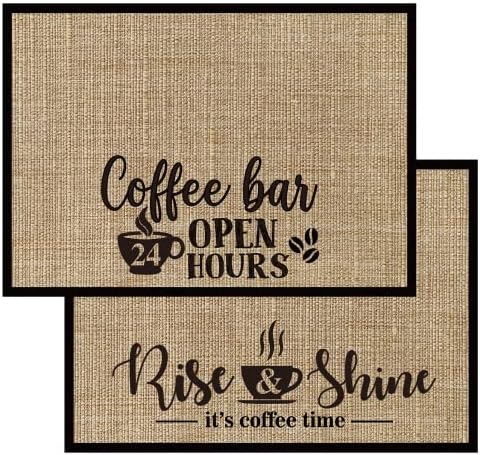 2 peças de café, tapete de café, 20 x 14 polegadas de estopa com tecido de apoio aos acessórios de cafeteria de cafeteria para máquina de café, bar, barra