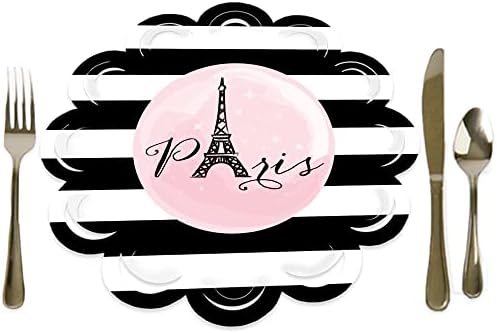Big Dot of Happiness Paris, Ooh la La - Paris com tema chá de bebê ou festa de aniversário decorações de mesa redonda - carregadores de papel - cenário para 12