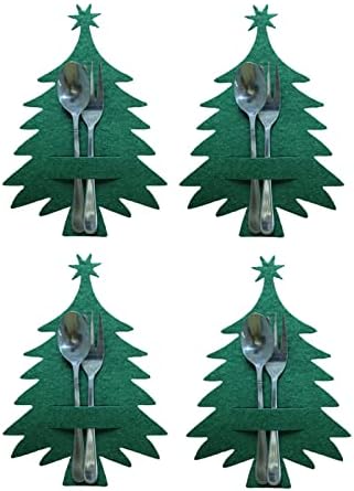 Cabine de capacete Montagem de parede Bolsa de talheres de Natal | 4 peças/conjunto Árvore de Natal Não tecido Utensílio de
