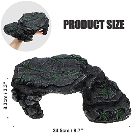 Vocoste Turtle Basking Platform, ornamento de aquário de rocha de resina de rocha de répteis, preto, verde, 9,7 x6.7 x3.3