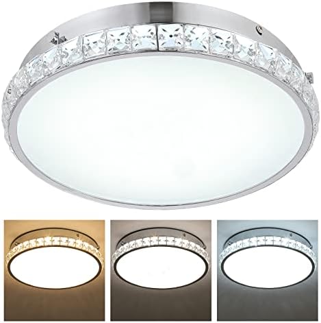 Cotulin Crystal LED Cromo Luz de teto de montagem nivelada, lustre de lustre de lustre de lustre para o quarto da cozinha da sala do banheiro, sala de estar, 11 polegadas ajustável 3000k/4000k/6000k