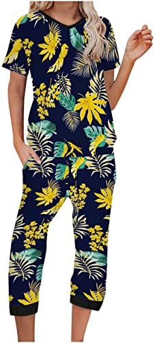 Fall Summer Graphic Print Flower Pants Para Ladies Roupos Country Country Concert Cotton Sets 5L 5L