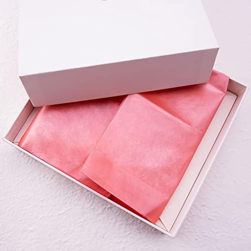 50 folhas de papel rosa de coral metálico a granel, 20 x 14, papel de seda rosa coral para sacolas de presente, papel de embrulho