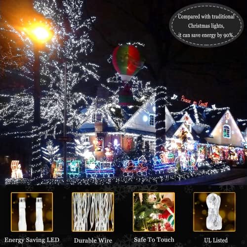 Luzes de Natal ao ar livre Kno300 LED 99ft String Lights 8 Modos & Memory Fairy Light Plug em luzes de cordas de LED à prova