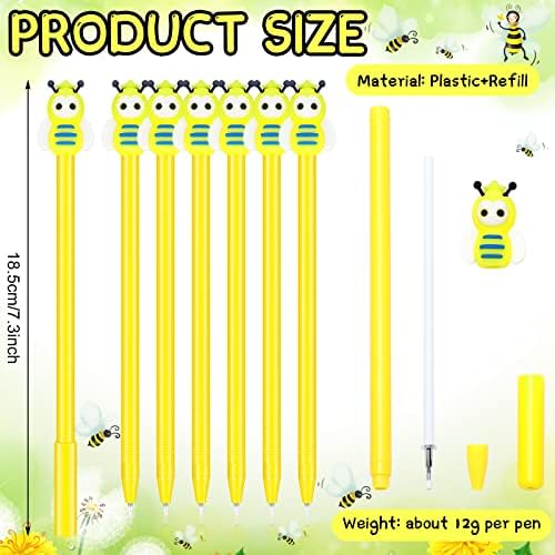 Fainne 60 PCs Bumble abelhas abelhas canetas de gel de tinta preta para crianças canetas de desenho animado fofas canetas