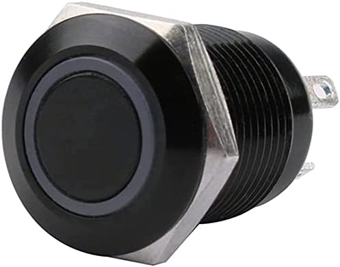 Interruptor de botão de metal preto oxidado à prova d'água de 12mm de 12 mm com lâmpada de lâmpada LED Momentário PC Power