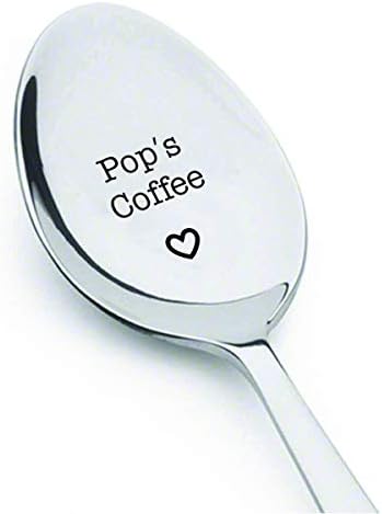 Pop's Coffee Spoon - Presente personalizado para pop - presentes do avô - colher do dia do pai - presente do dia dos pais - colher gravada. Presentes para Pop - Presentes do vovô - Presente do Dia dos Pais.