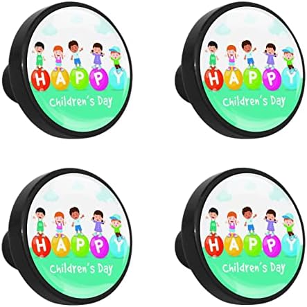 4 botões de gabinete de embalagem felizes no dia das crianças