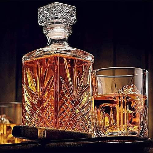 Whisky Decantador Whisky Decanter Wine Decanter 5- Piece Whisky Decanter Gift Set, Crystal Glass Decanter com 4 copos de uísque, para vinho, decantão de uísque, decantador de bebidas alcoólicas ou bebidas alcoólicas de 750ml de 750ml