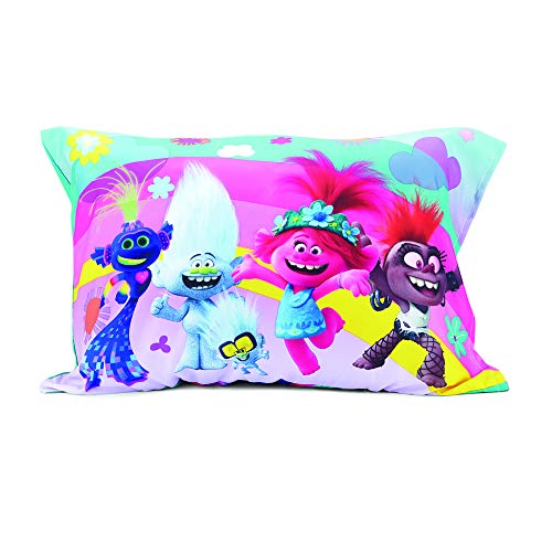 DreamWorks Trolls World Tour Lotta Love 4 Piece Costa de cama de criança, rosa