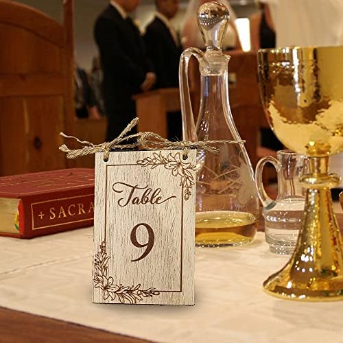 20 PCS Números de mesa de casamento, números de mesa de madeira rústicos para recepção de casamento, números de mesa 1-20 Projeto floral