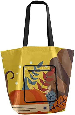 Ação de Graças Pumpkin Pumpkin Bag dobrável Bag reutilizável Bolsa de supermercado Saco de bolsa de bolsa para praia, viagens, academia e natação