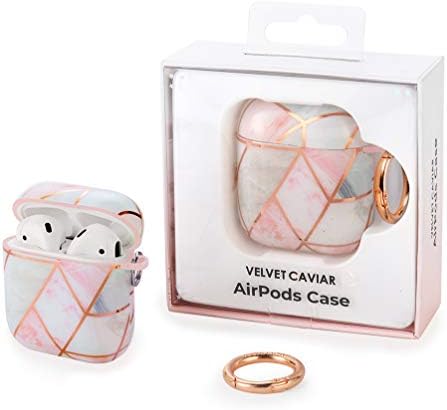 Velvet Caviar Marble Airpod Case para mulheres e meninas com chaveiro - casos difíceis de proteção compatíveis com Apple AirPods 1/2