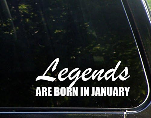 Legends nascem em janeiro - para carros Decalque de janela de adesivos de vinil engraçado de carros | Branco | 8,75 polegada