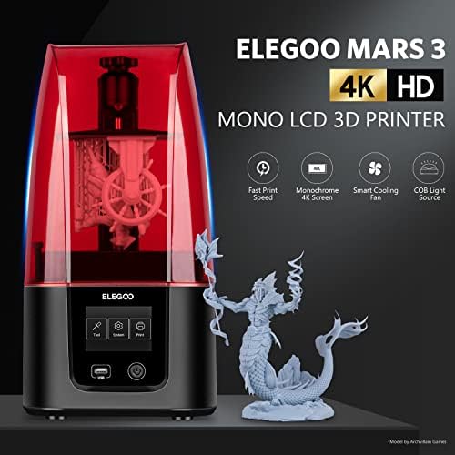 Elegoo Mars 3 Resina 3D Impressora e pacote Elegoo Mercury XS com estação de lavagem e cura separada
