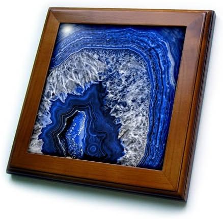 Imagem 3drose de luxo azul indigo mármore gem mineral stone 6 por 6 polegadas telhas decorativas, 8x8 emolduradas, transparentes