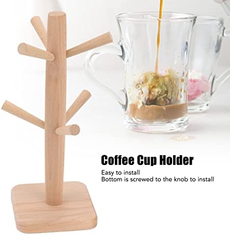 Porta de caneca, suporte de caneca de madeira, suporte de copo de café de base mais espessa, design de porta de bola de café