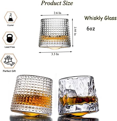 Vwererk 2 Pack Crystal Whisky óculos, óculos de uísque de vidro antiquados, óculos de uísque de 8 oz baras de uísque para amantes escoceses, copos de rum