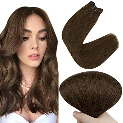 Easyouth One Pack Weft Haf Hair Extensions Real Human Hair e uma fita de embalagem em extensões de cabelo humano cor marrom 4