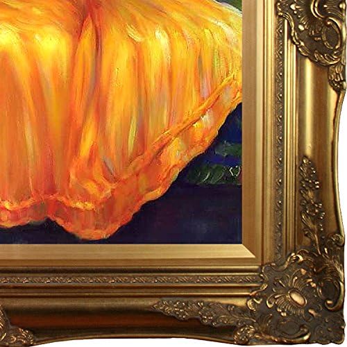 La Pastiche Lady in Amarelo Vestido Pintura a óleo emoldurada, multicoloria