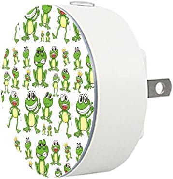 2 Pacote de plug-in Nightlight LED Night Light com Dusk-to-Dawn para o quarto de crianças, viveiro, cozinha, corredor fofo engraçado e emoticon de sapo verde