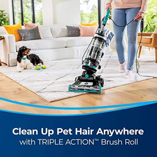 Bissell CleanView Giratório Rewind Pet Reach A aspirador de pó, com varinha de liberação rápida, direção giratória e rebobinagem automática de cordão, 3197a, preto