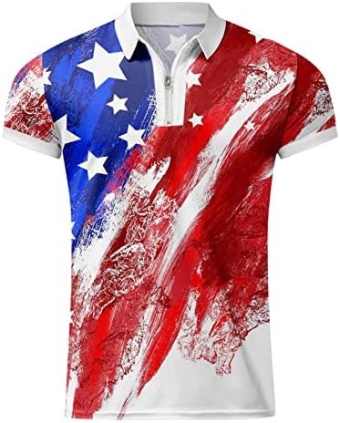 4 de julho Camisas para homens, camisas pólo para homens Retro USA Flag Print Golf Camisa 4 de julho Patriot Shirts