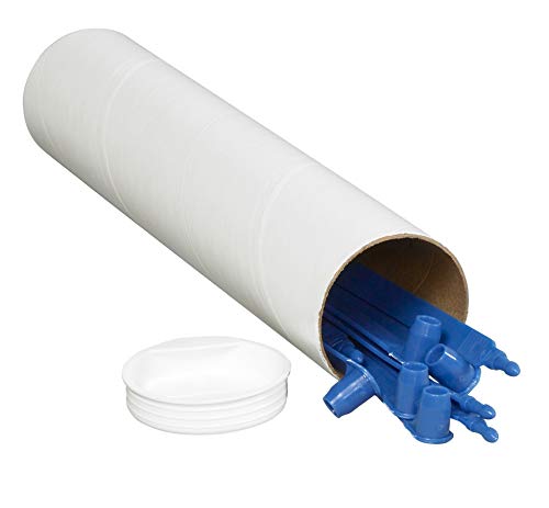 Tubos de correspondência branca Aviditi com tampas, 2 x 9, pacote de 50, para remessa, armazenamento, correspondência