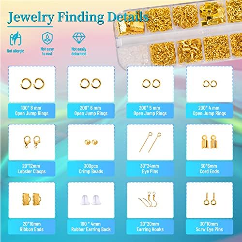 Limbrary Jewelry Wire embalando jóias Kit de suprimentos com fios de anel artesanal, ferramentas de jóias, alicates de jóias e descobertas de jóias para reparo de jóias, embrulho de arame e miçangas
