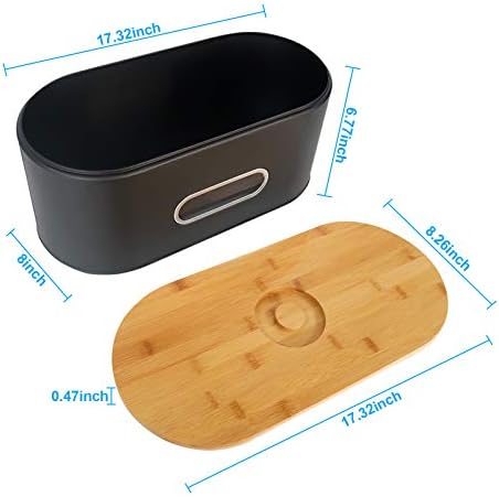 Lixeira Sotech Breadbox com tampa de bambu e janela moderna caixa de metal contêiner de armazenamento de pão para balcão