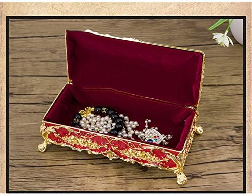 Dekika Mini Caixa de armazenamento de jóias requintadas, caixa de bugigangas, caixa de joias de flores de rosa retangular, aniversário de recompensa para presente de casamento
