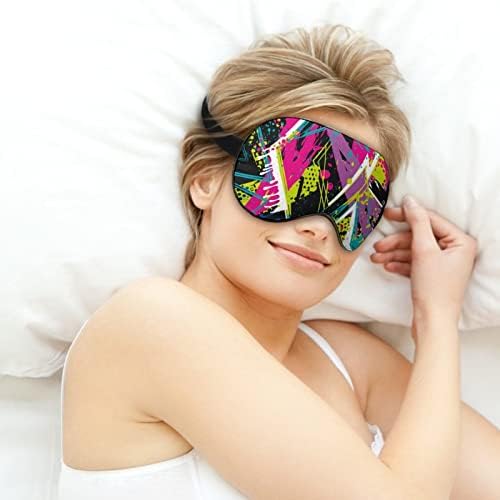 Abstrato geométrico caótico colorido máscara do sono capa noturna olho para mulheres bloqueia a luz para viagens de avião tira ajustável