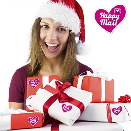 Muminglong 1,5 polegada Happy Mail Pink Love Stickers, pequenos adesivos de loja, adesivo de obrigado, pequenas empresas, adesivo de embalagem, 500 pcs
