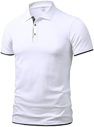 Mens camisa masculina primavera verão algodão puro Manga curta Botão dupla de cor de lapela de cor sólida