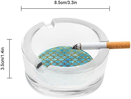 Aquarela de sereia escala cinza de vidro de cigarro Round Smoking Holder Bandeja de cinzas para decoração de mesa de